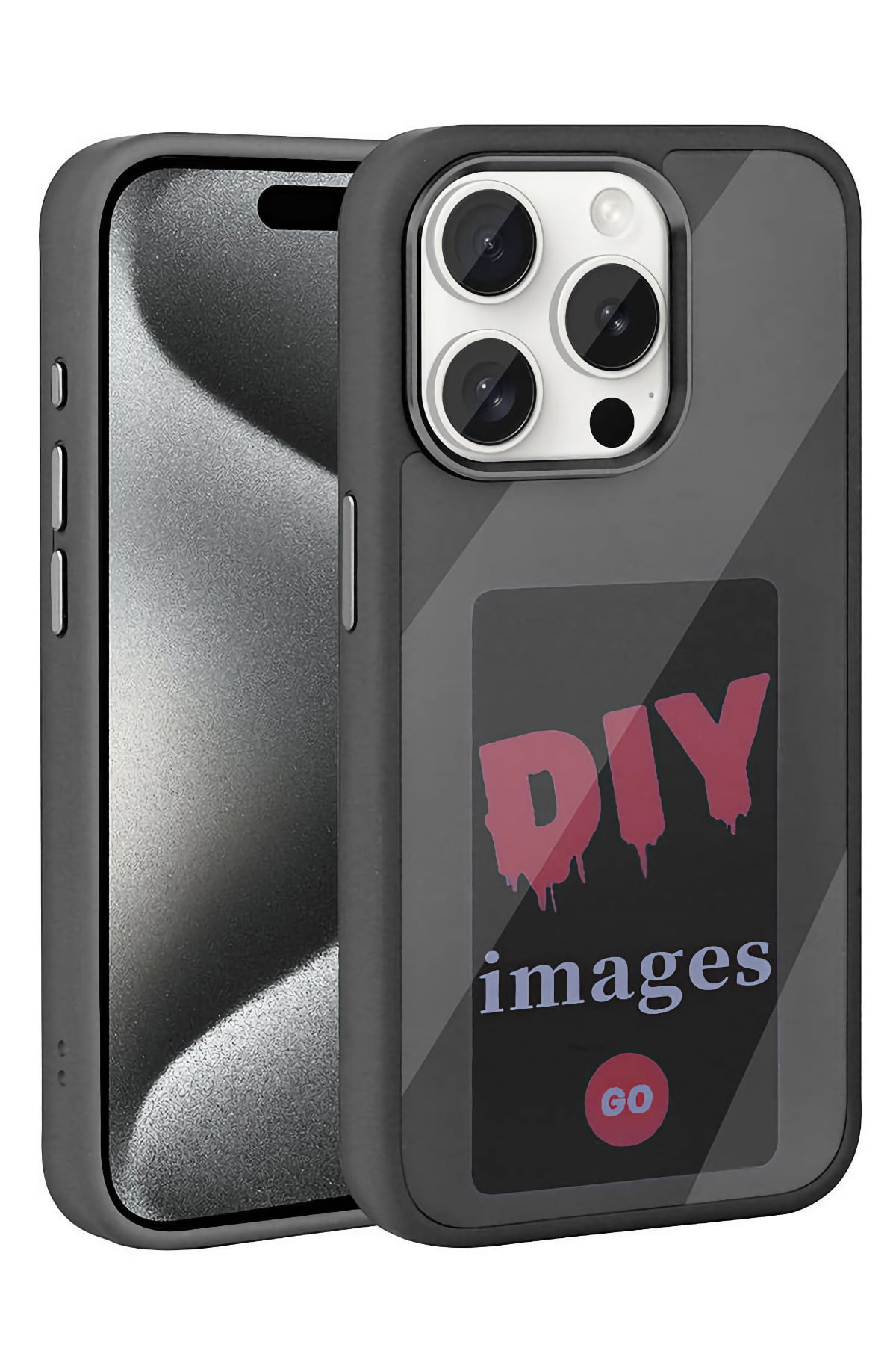 Apple iPhone 15 Pro Max uyumlu Nfc Resim Yansıtmalı Kılıf Siyah
