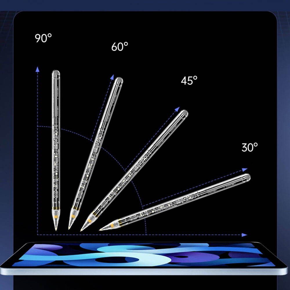 Pencil W Pro Dijital Led Göstergeli Palm-Rejection Şeffaf Görünüm Tasarımlı Dokunmatik Çizim Kalemi