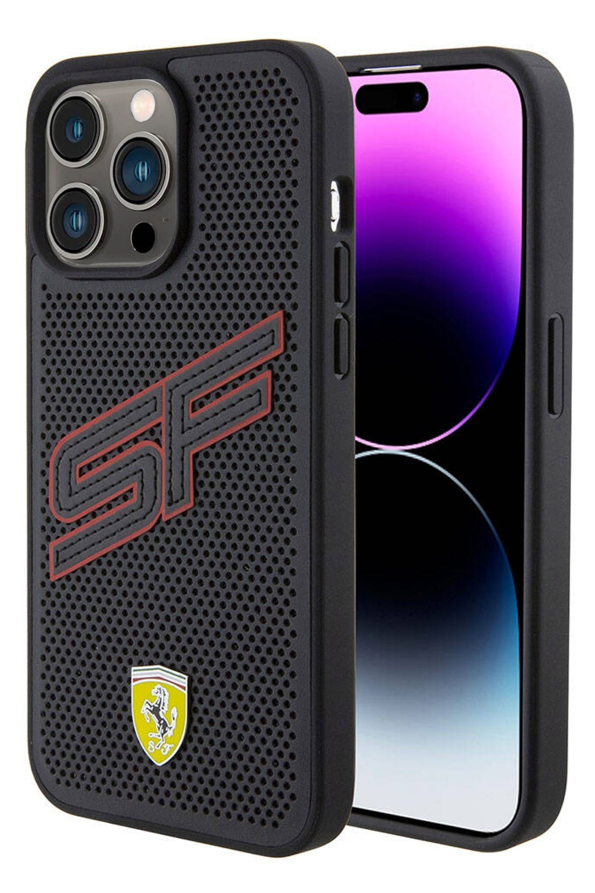 Ferrari iPhone 15 Pro Uyumlu PU Deri SF Kılıf Siyah