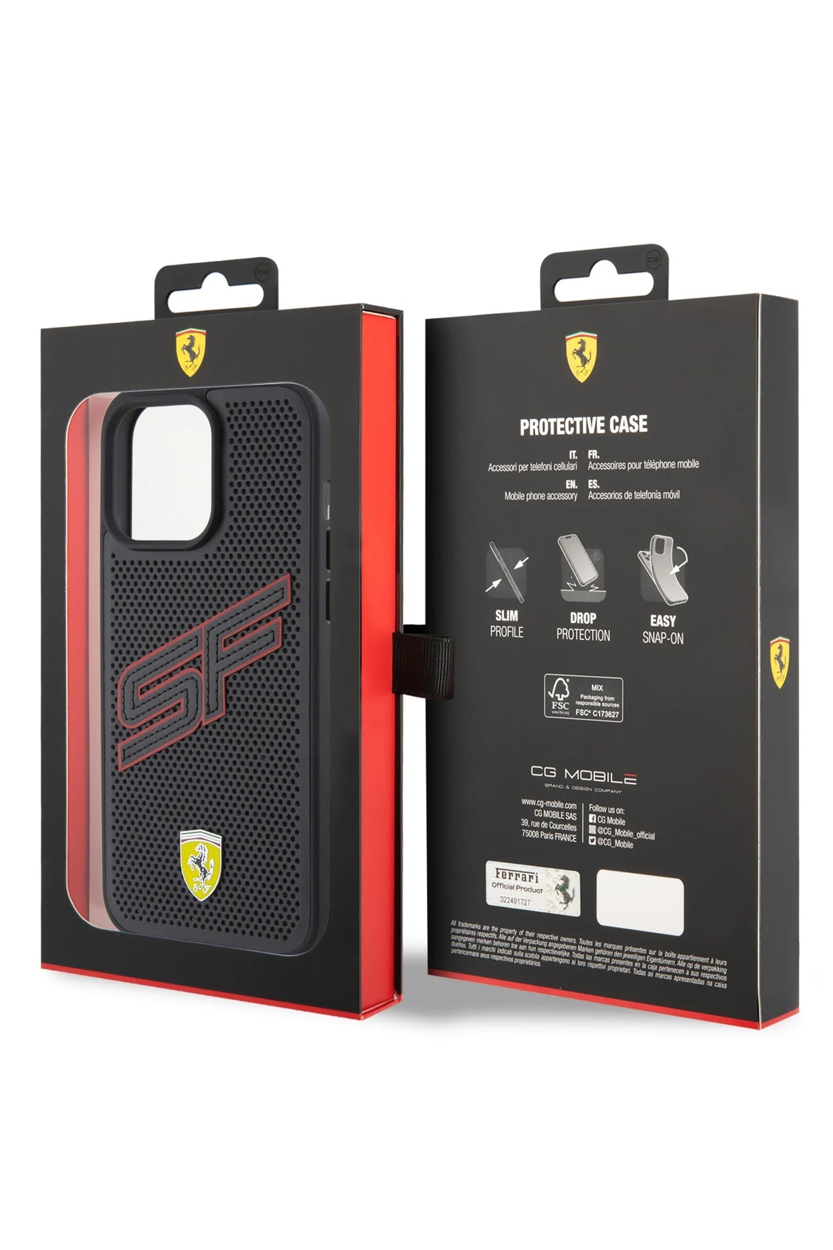 Ferrari iPhone 15 Pro Uyumlu PU Deri SF Kılıf Siyah
