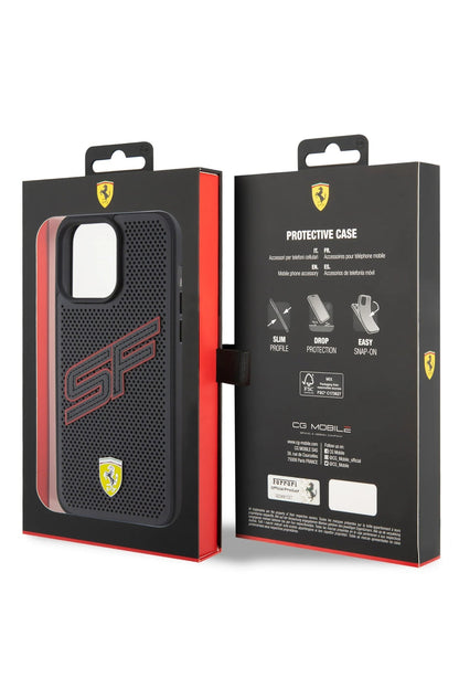 Ferrari iPhone 15 Pro Uyumlu PU Deri SF Kılıf Siyah