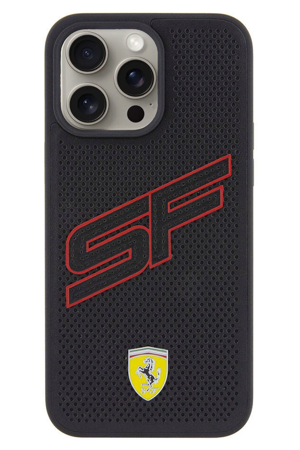 Ferrari iPhone 15 Pro Max Uyumlu PU Deri SF Kılıf Siyah
