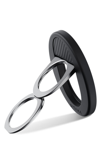 Pitaka Aramid Fiber 600D MagEZ Grip 3 Magsafe Magnetik Ring Stand Telefon Tutucu Siyah