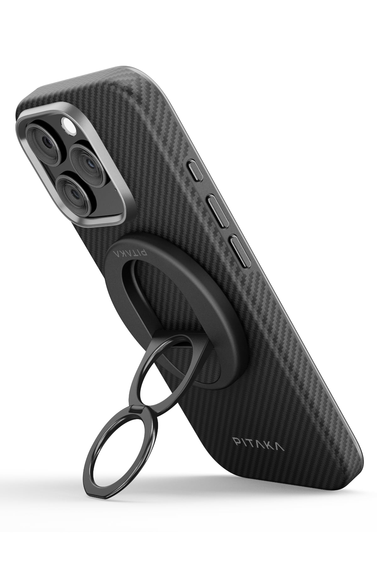 Aramid Fiber 600D MagEZ Grip 3 Magsafe Magnetik Ring Stand Telefon Tutucu Siyah