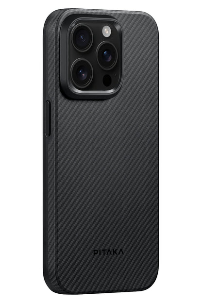 Pitaka Classic Military-Grade iPhone 15 Pro Max MagSafe Uyumlu 600D Aramid Fiber Kılıf Siyah
