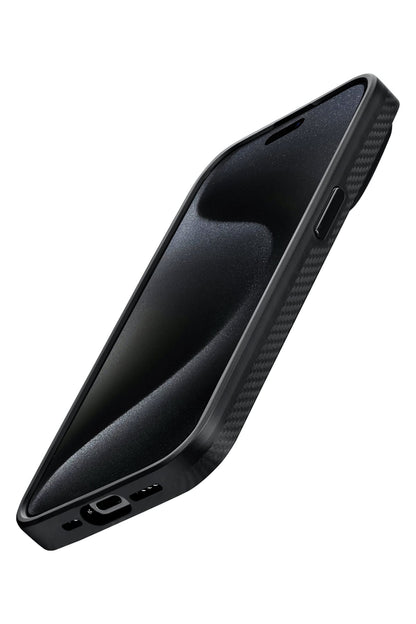 Classic Military-Grade iPhone 15 Pro Max MagSafe Uyumlu 600D Aramid Fiber Kılıf Siyah