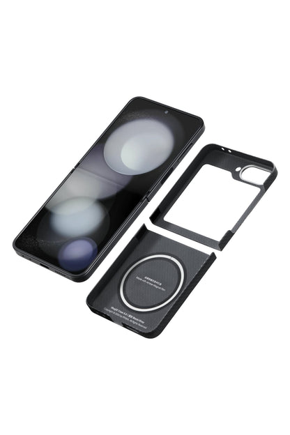 Classic Ultra Slim Galaxy Z Flip 6 MagSafe Uyumlu Aramid Fiber Kılıf Siyah