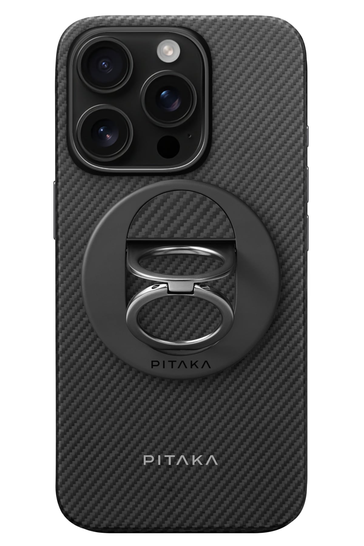 Classic Ultra Slim Yüzük Standlı iPhone 16 Pro MagSafe Uyumlu 600D Aramid Fiber Kılıf Siyah