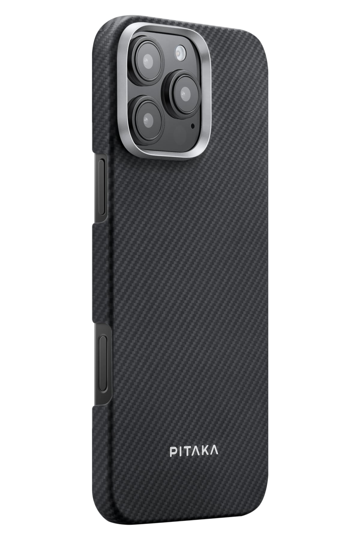 Classic Ultra Slim Yüzük Standlı iPhone 16 Pro MagSafe Uyumlu 600D Aramid Fiber Kılıf Siyah