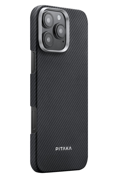 Classic Ultra Slim Yüzük Standlı iPhone 16 Pro MagSafe Uyumlu 600D Aramid Fiber Kılıf Siyah