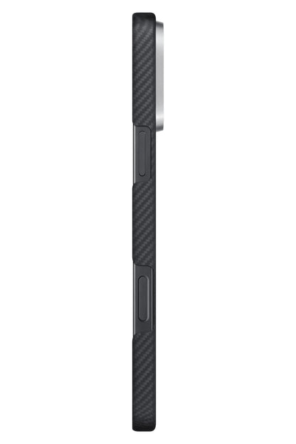 Classic Ultra Slim Yüzük Standlı iPhone 16 Pro Max MagSafe Uyumlu 600D Aramid Fiber Kılıf Siyah