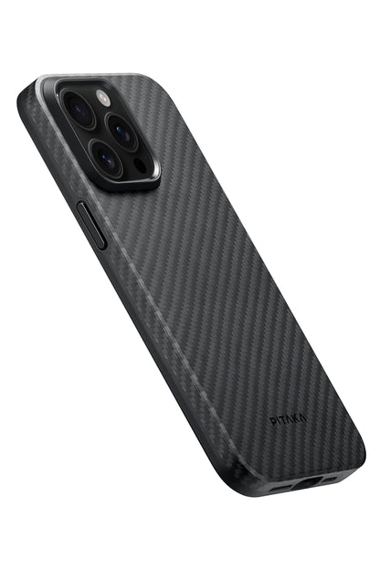 Military-Grade iPhone 15 Pro Max MagSafe Uyumlu 1500D Aramid Fiber Kılıf Siyah