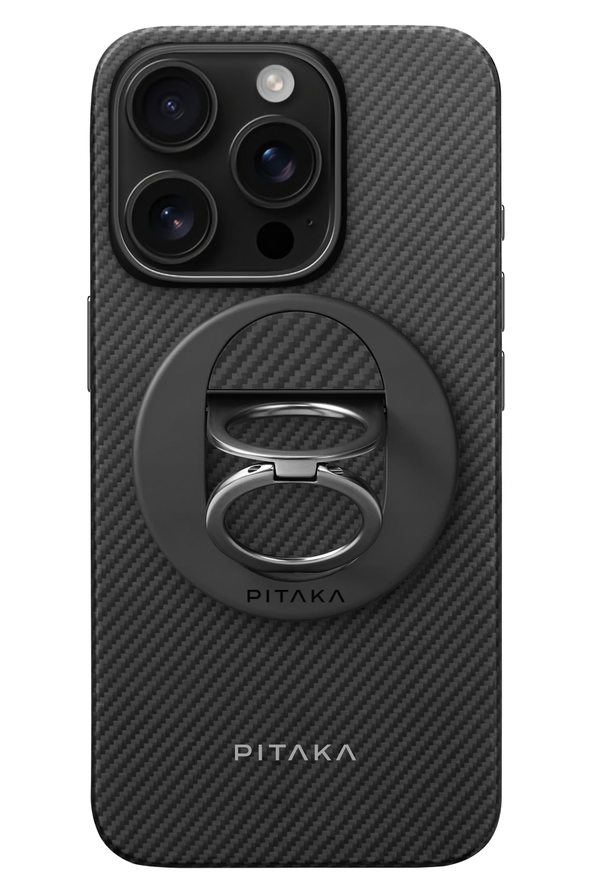 Pitaka Military-Grade Yüzük Standlı iPhone 16 Pro Max MagSafe Uyumlu Aramid Fiber Kılıf Siyah