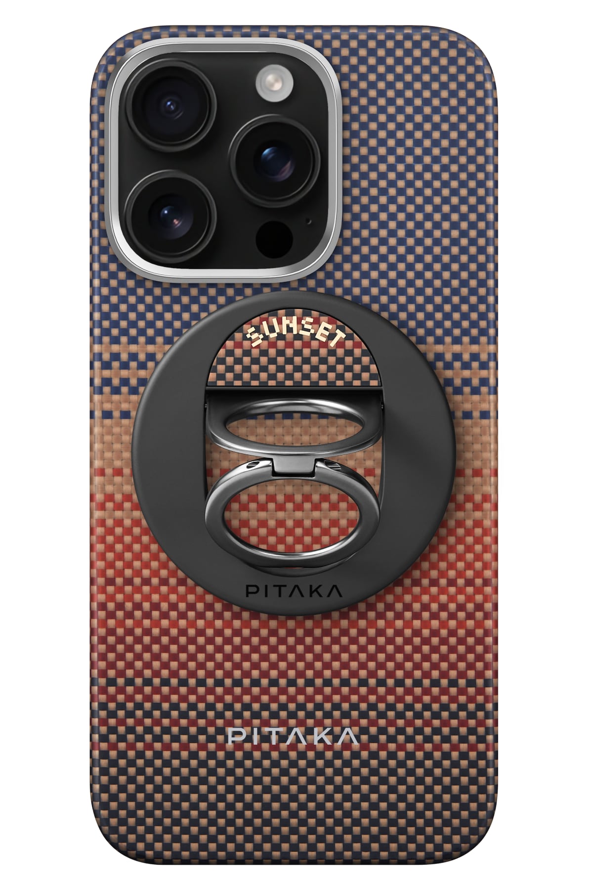 Tactile Woven Yüzük Standlı iPhone 16 Pro Max MagSafe Uyumlu Aramid Fiber Kılıf Sunset