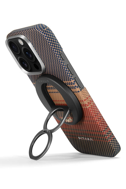 Tactile Woven Yüzük Standlı iPhone 16 Pro Max MagSafe Uyumlu Aramid Fiber Kılıf Sunset