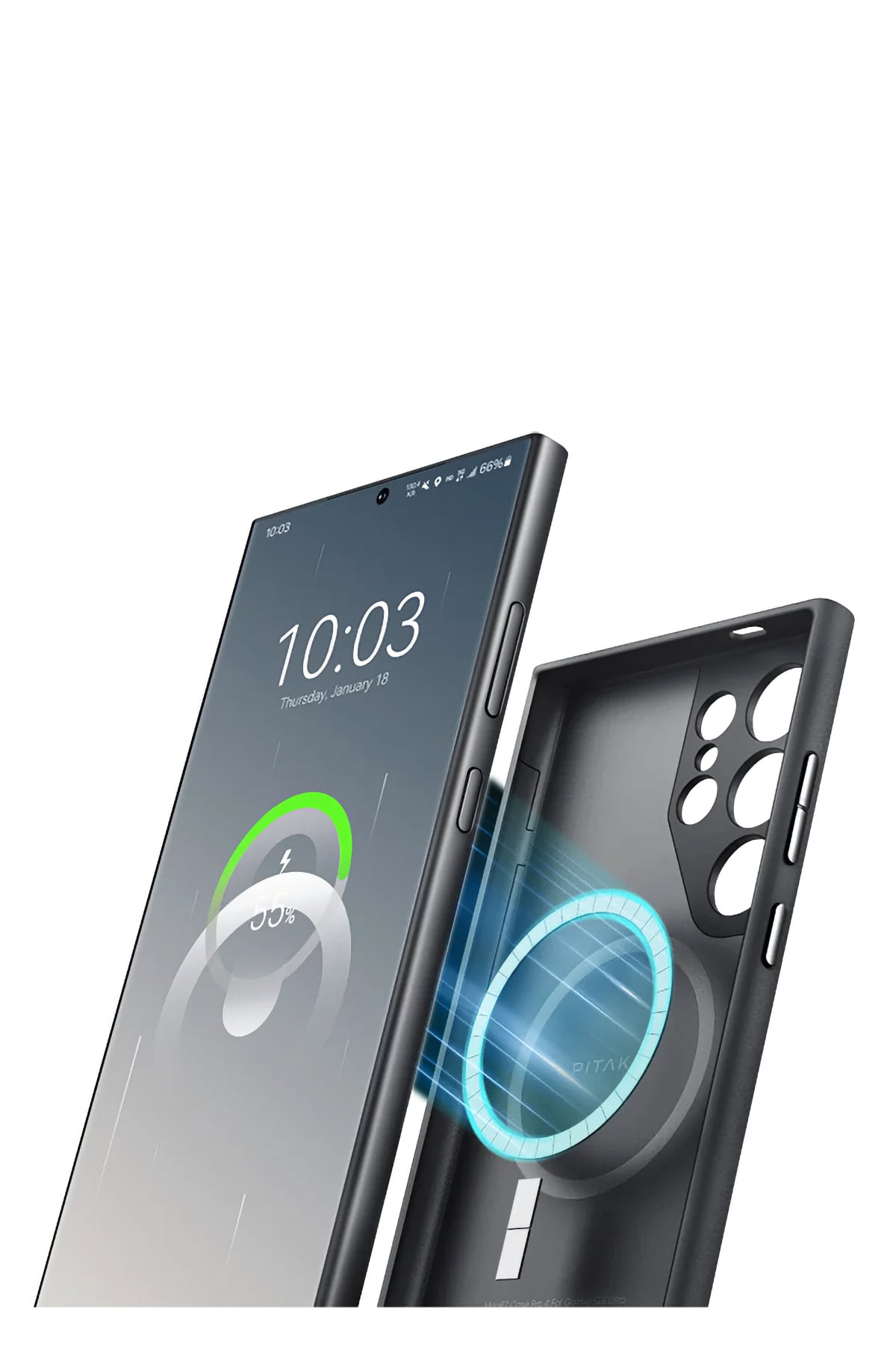 PinButton Galaxy S24 Ultra Kılıf Magsafe Uyumlu Aramid Fiber 3 Fonksiyon Butonlu