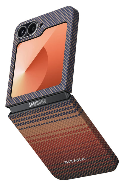 Tactile Woven Galaxy Z Flip 6 MagSafe Uyumlu Aramid Fiber Kılıf Sunset
