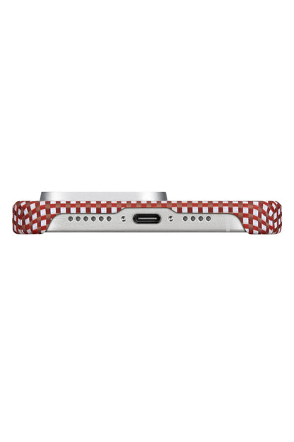 Ultra Slim AWA iPhone 15 Pro MagSafe Uyumlu 600D Aramid Fiber Kılıf Bonfire