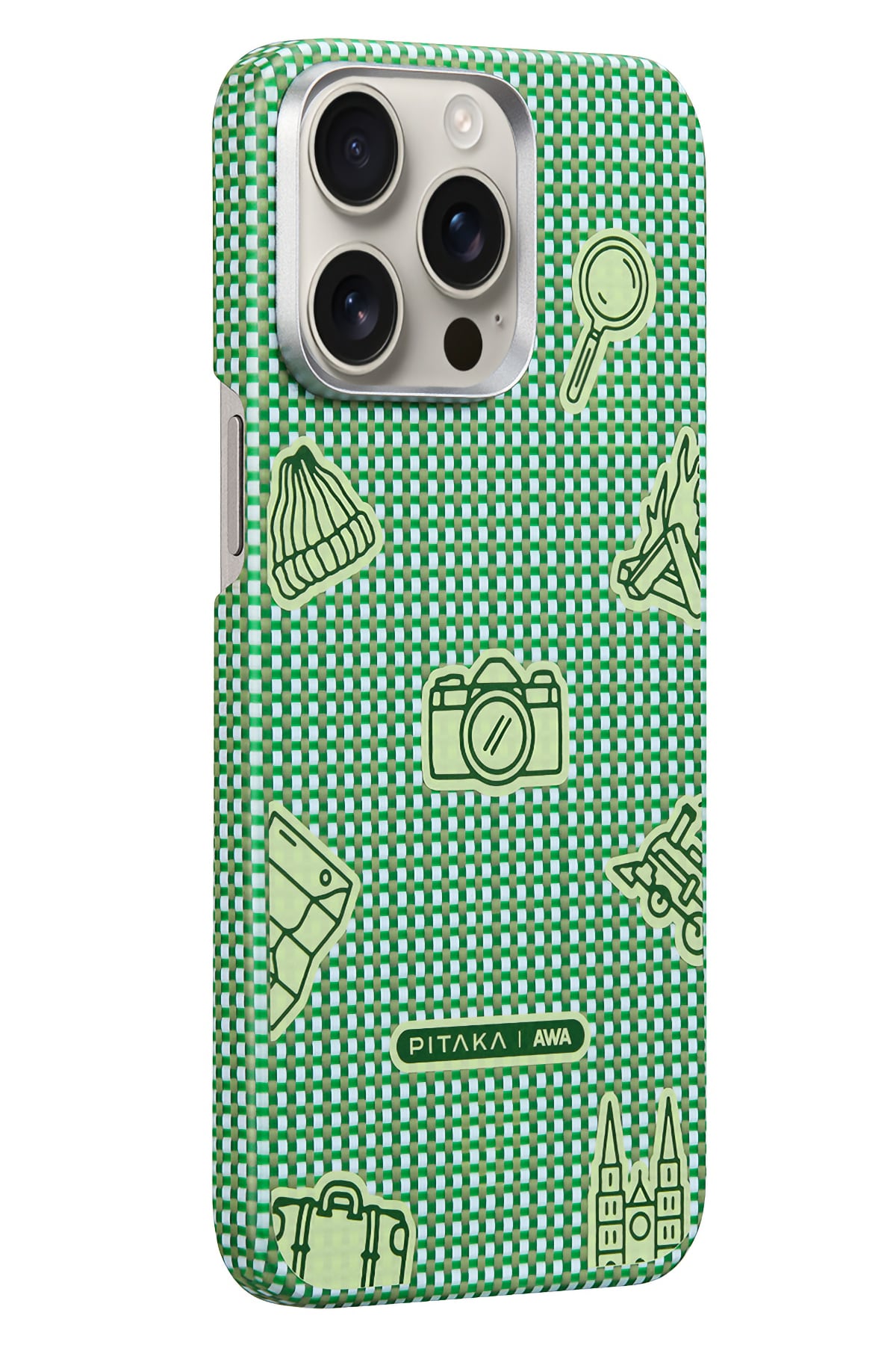 Pitaka Ultra Slim AWA iPhone 15 Pro MagSafe Uyumlu 600D Aramid Fiber Kılıf Forest