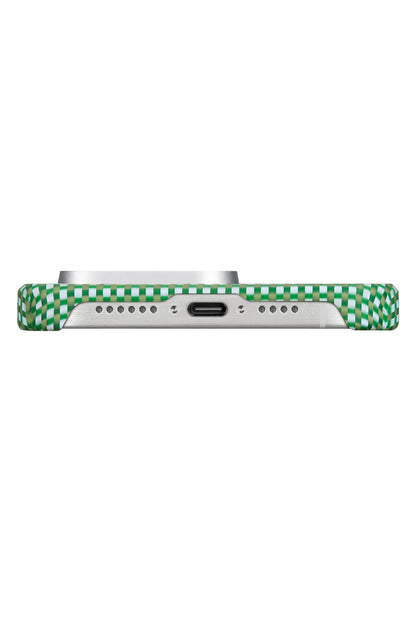 Ultra Slim AWA iPhone 15 Pro MagSafe Uyumlu 600D Aramid Fiber Kılıf Forest