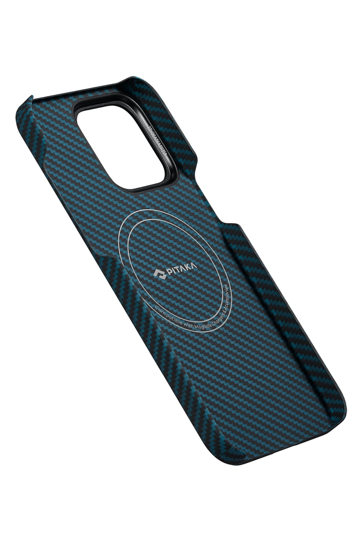 Ultra Slim iPhone 15 Pro MagSafe Uyumlu Aramid Fiber Kılıf Black Blue Twill