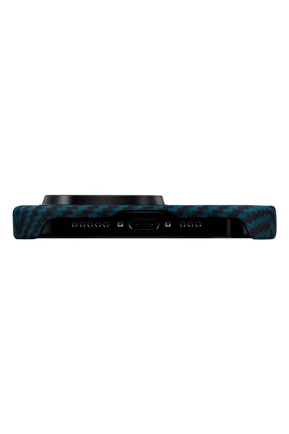 Pitaka Ultra Slim iPhone 15 Pro MagSafe Uyumlu Aramid Fiber Kılıf Black Blue Twill
