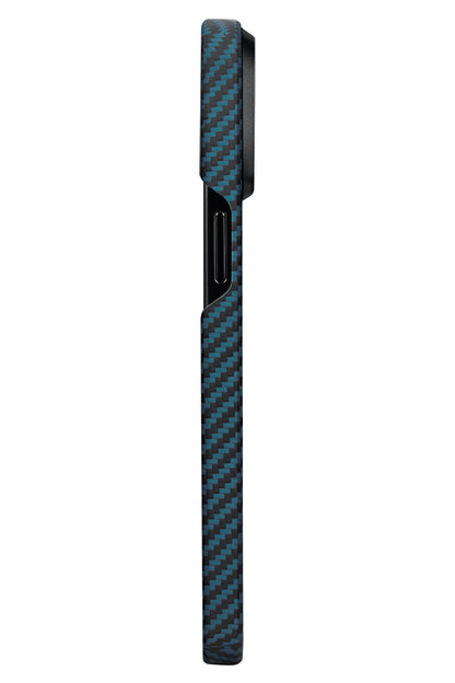Ultra Slim iPhone 15 Pro MagSafe Uyumlu Aramid Fiber Kılıf Black Blue Twill