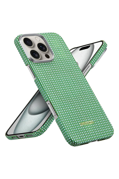 Pitaka Ultra Slim iPhone 16 Pro Max MagSafe Uyumlu Aramid Fiber Kılıf Forest Green