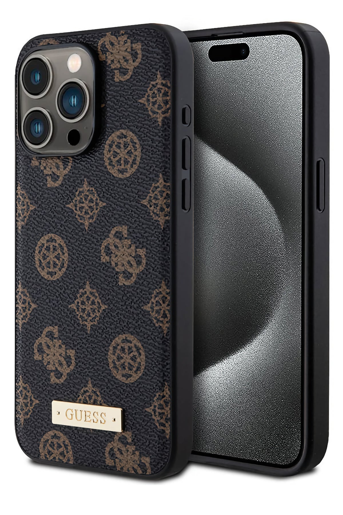 Guess iPhone 14 Pro Max Magsafe Uyumlu Metal Plate Kılıf Siyah