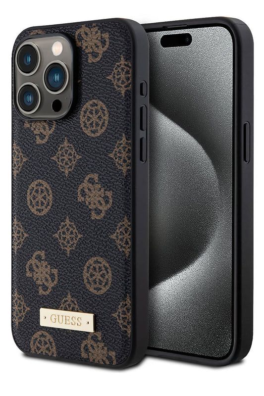 Guess iPhone 14 Pro Max Magsafe Uyumlu Metal Plate Kılıf Siyah