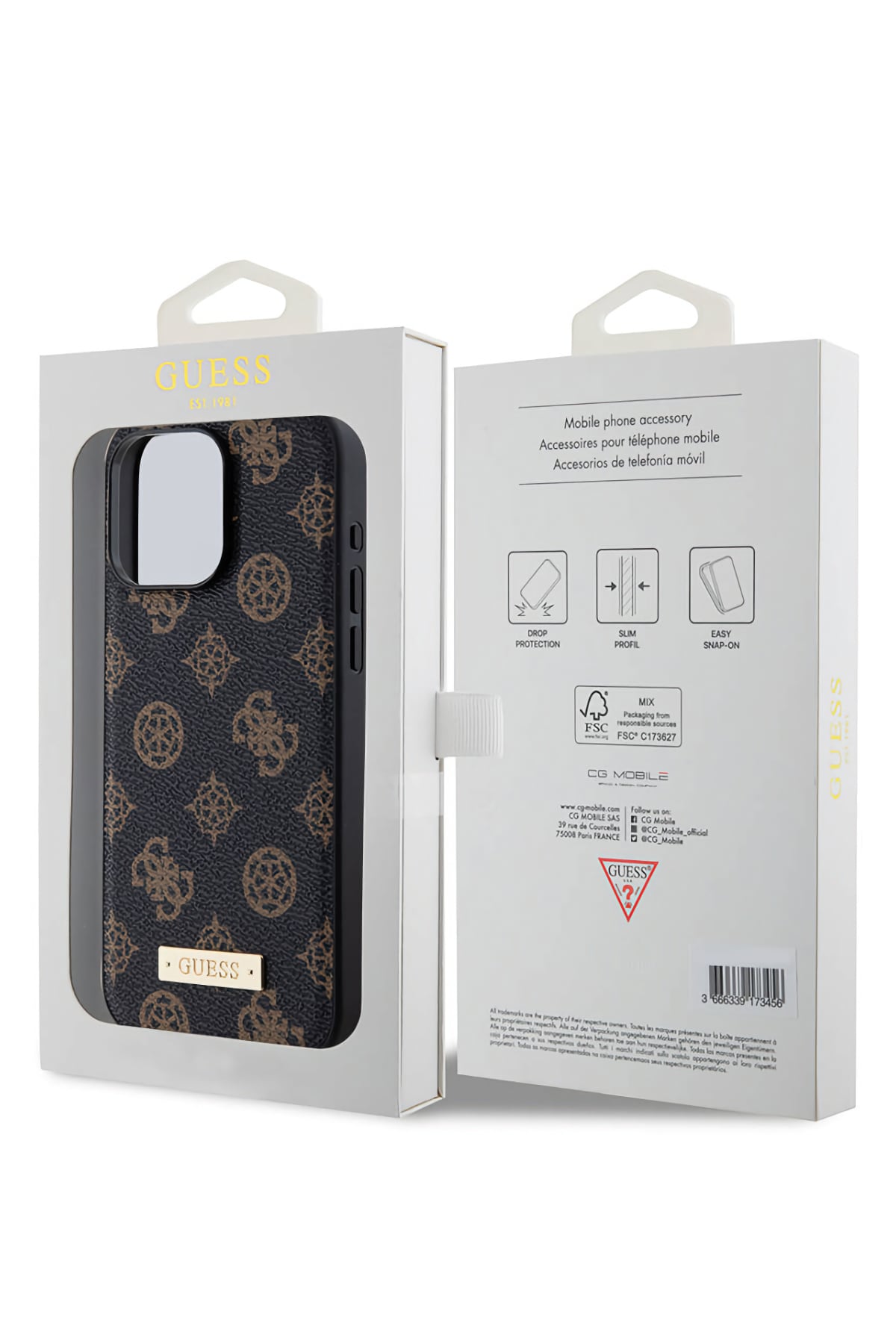 Guess iPhone 14 Pro Max Magsafe Uyumlu Metal Plate Kılıf Siyah