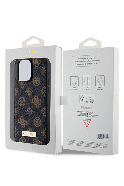 Guess iPhone 14 Pro Max Magsafe Uyumlu Metal Plate Kılıf Siyah
