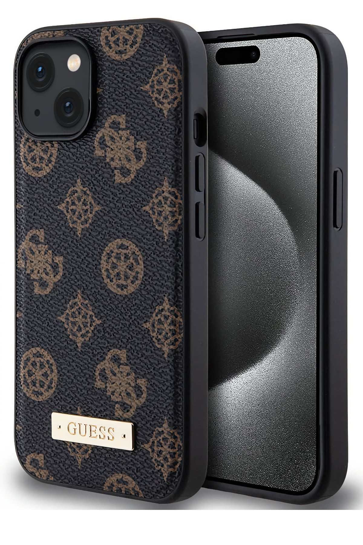Guess iPhone 15 Magsafe Uyumlu Metal Plate Kılıf Siyah