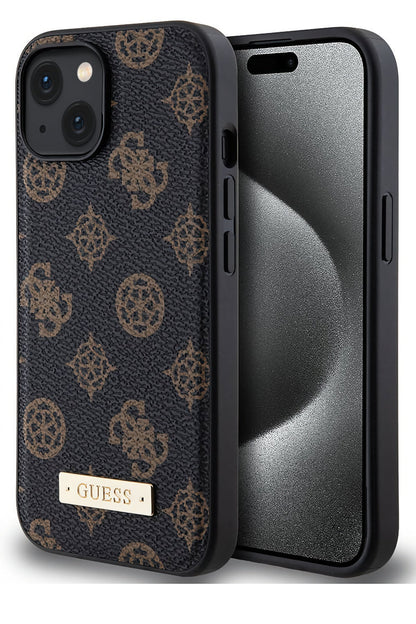 Guess iPhone 15 Magsafe Uyumlu Metal Plate Kılıf Siyah