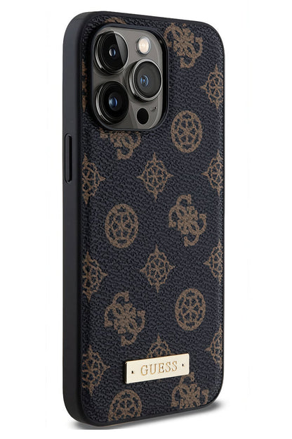 Guess iPhone 15 Pro Max Magsafe Uyumlu Metal Plate Kılıf Siyah
