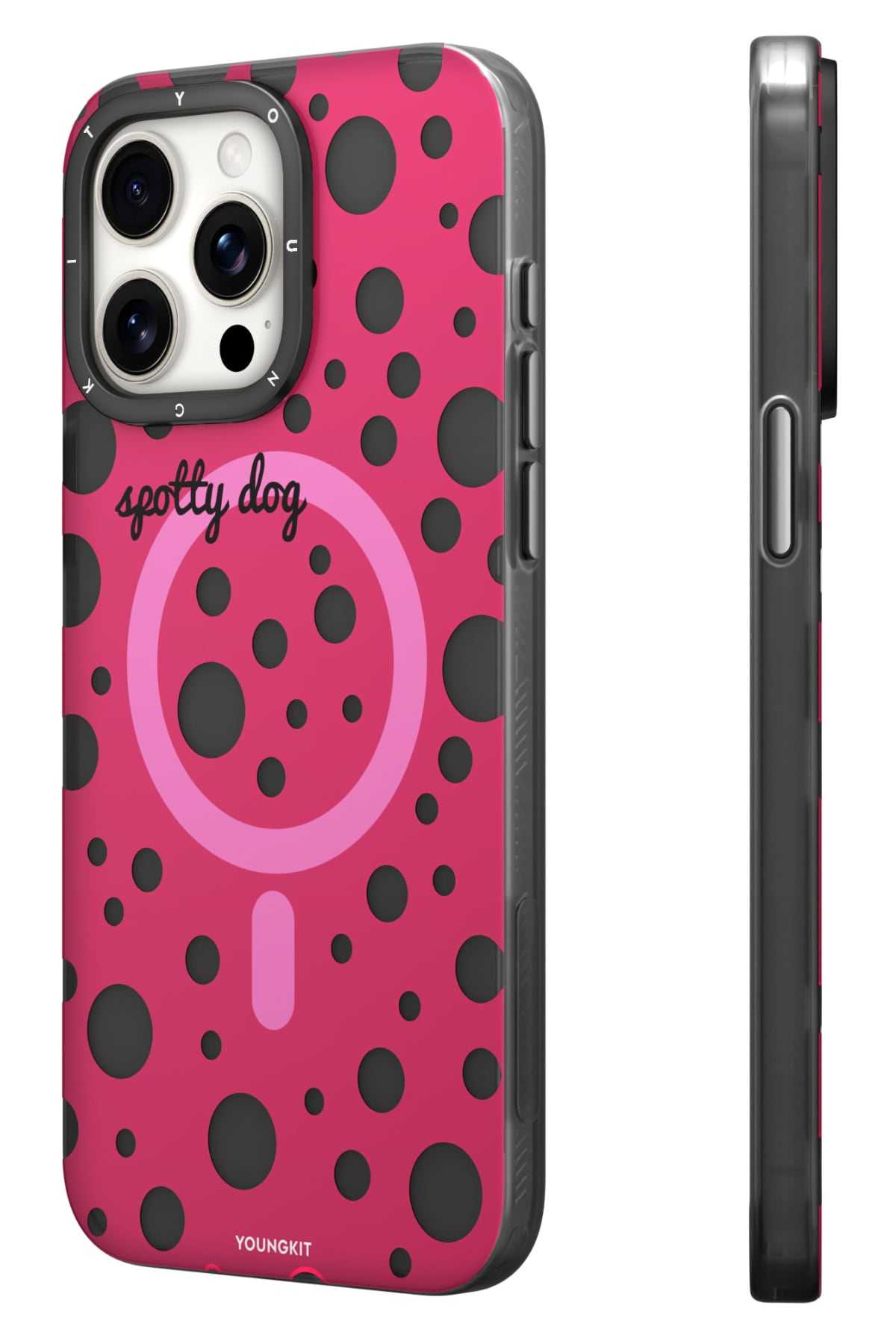 Youngkit Polka Dots iPhone 13 Pro Max Magsafe Uyumlu Kılıf Pembe