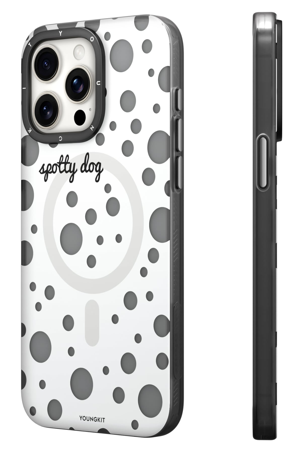 Youngkit Polka Dots iPhone 13 Pro Magsafe Uyumlu Kılıf Beyaz