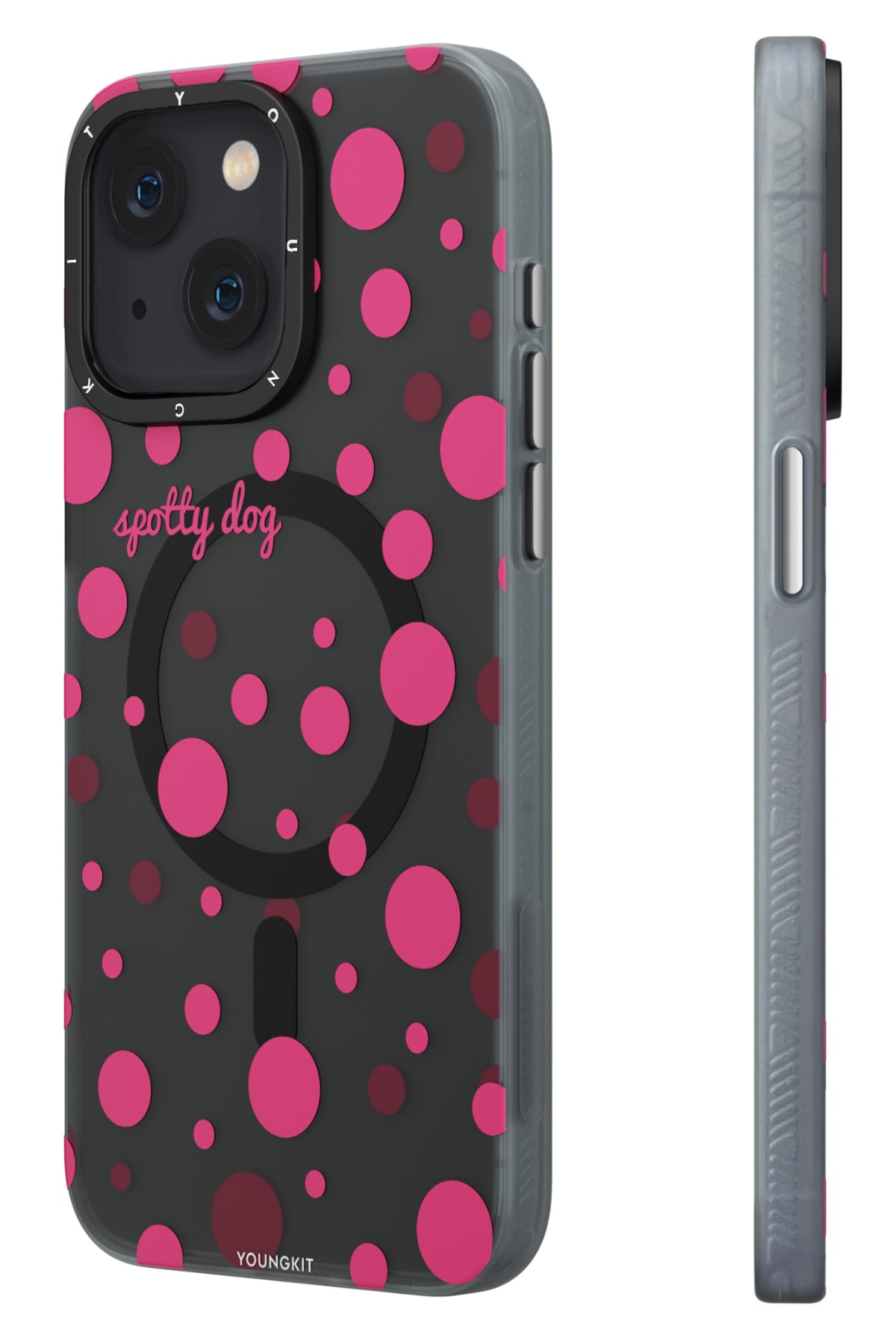 Youngkit Polka Dots iPhone 13 / 14 uyumlu Magsafe Kılıf Gri