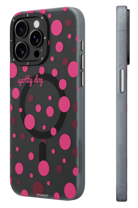 Youngkit Polka Dots iPhone 14 Pro Max Magsafe Uyumlu Kılıf Gri