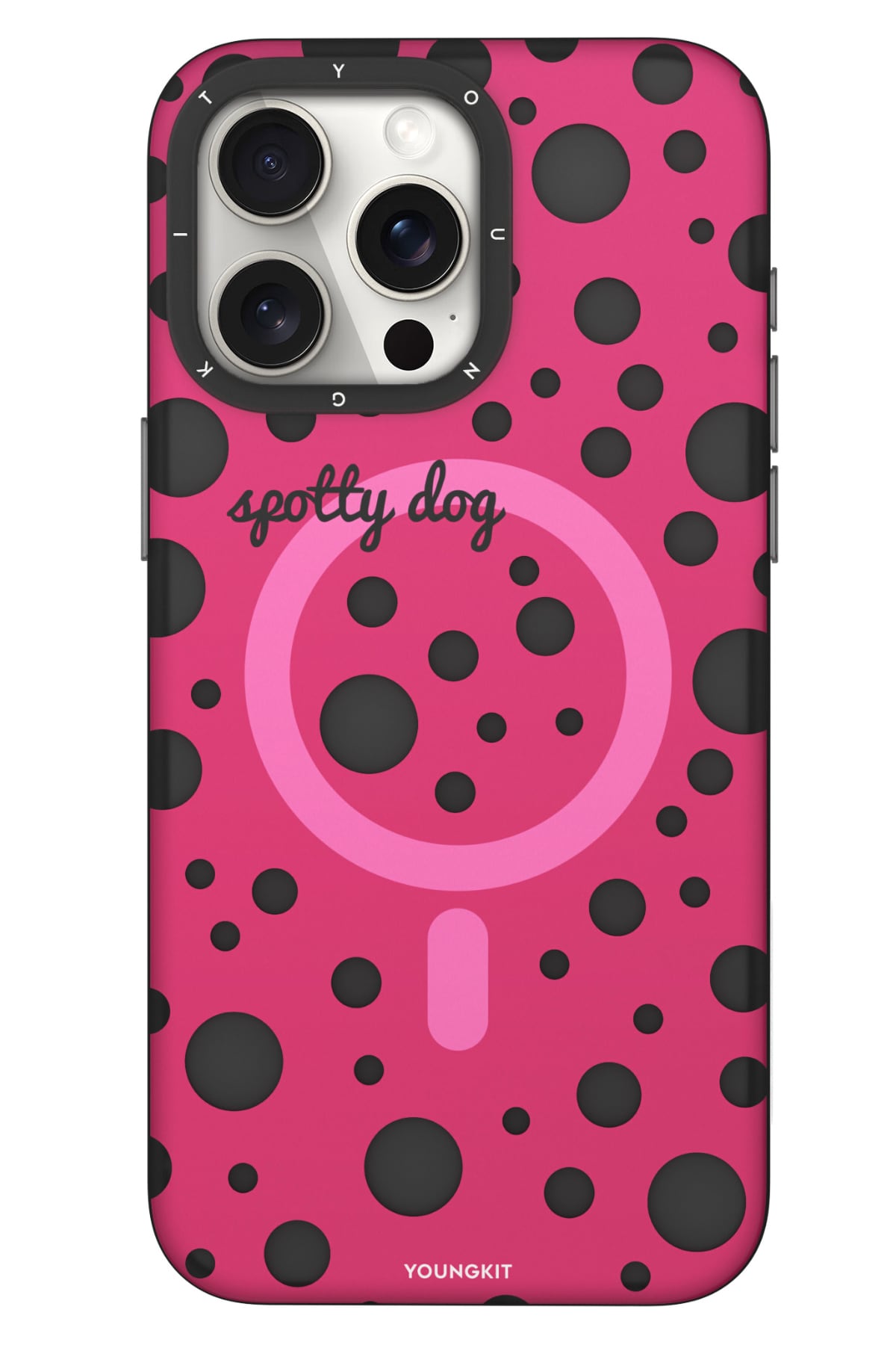 Youngkit Polka Dots iPhone 14 Pro Max Magsafe Uyumlu Kılıf Pembe
