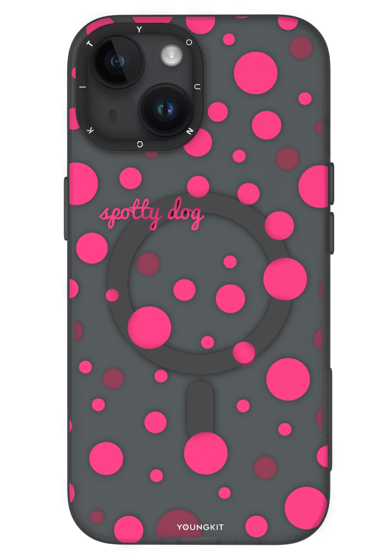 Youngkit Polka Dots iPhone 15 Magsafe Uyumlu Kılıf Gri