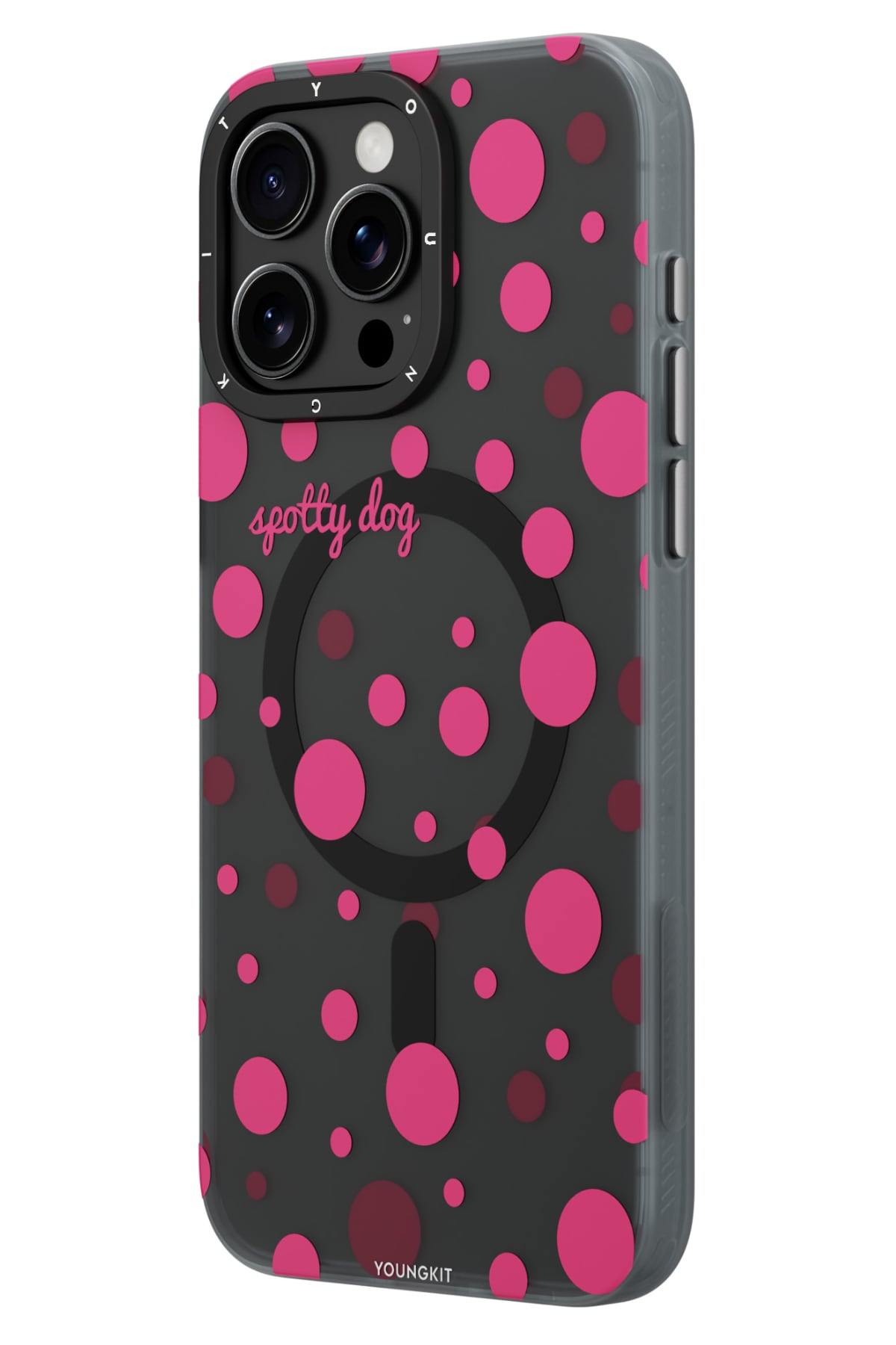 Youngkit Polka Dots iPhone 15 Pro Magsafe Uyumlu Kılıf Gri