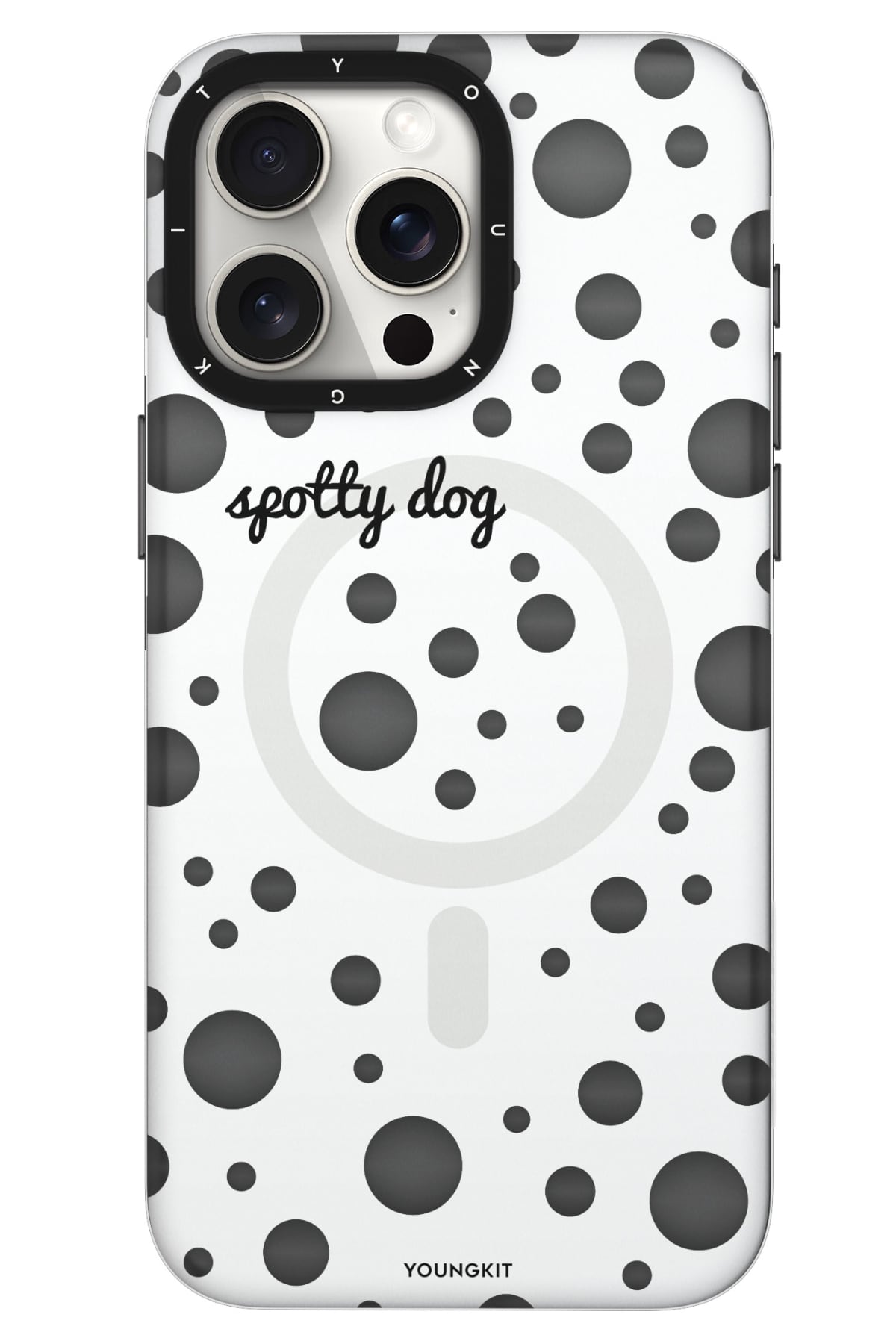Youngkit Polka Dots iPhone 15 Pro Max Magsafe Uyumlu Kılıf Beyaz