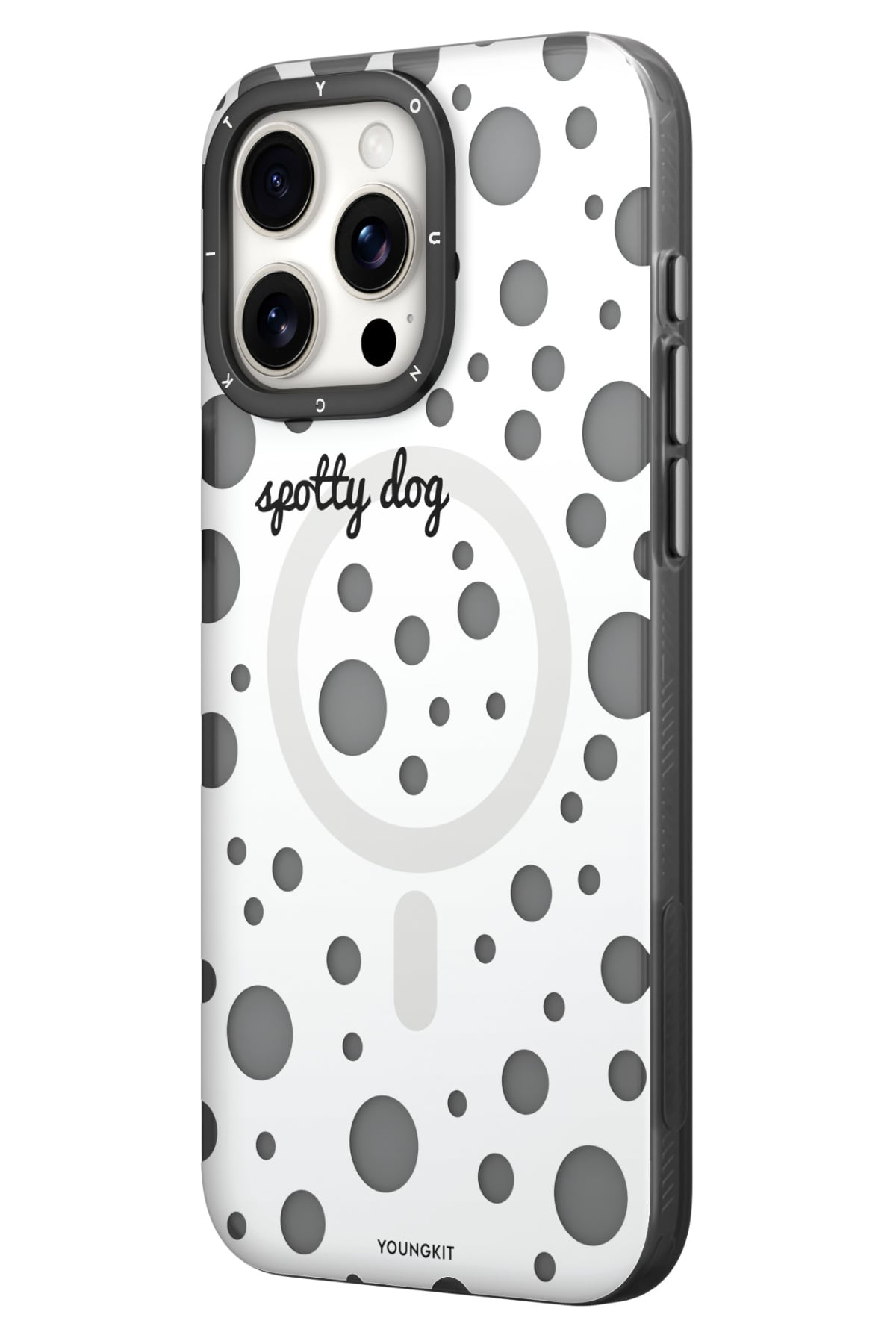 Youngkit Polka Dots iPhone 15 Pro Max Magsafe Uyumlu Kılıf Beyaz