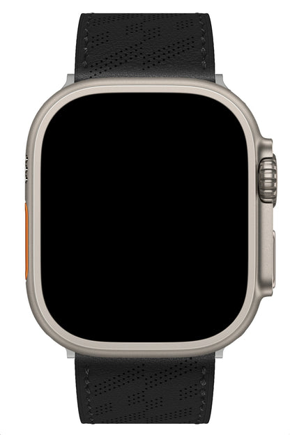Apple Watch Uyumlu Multi Hole Deri Kordon Pure Black