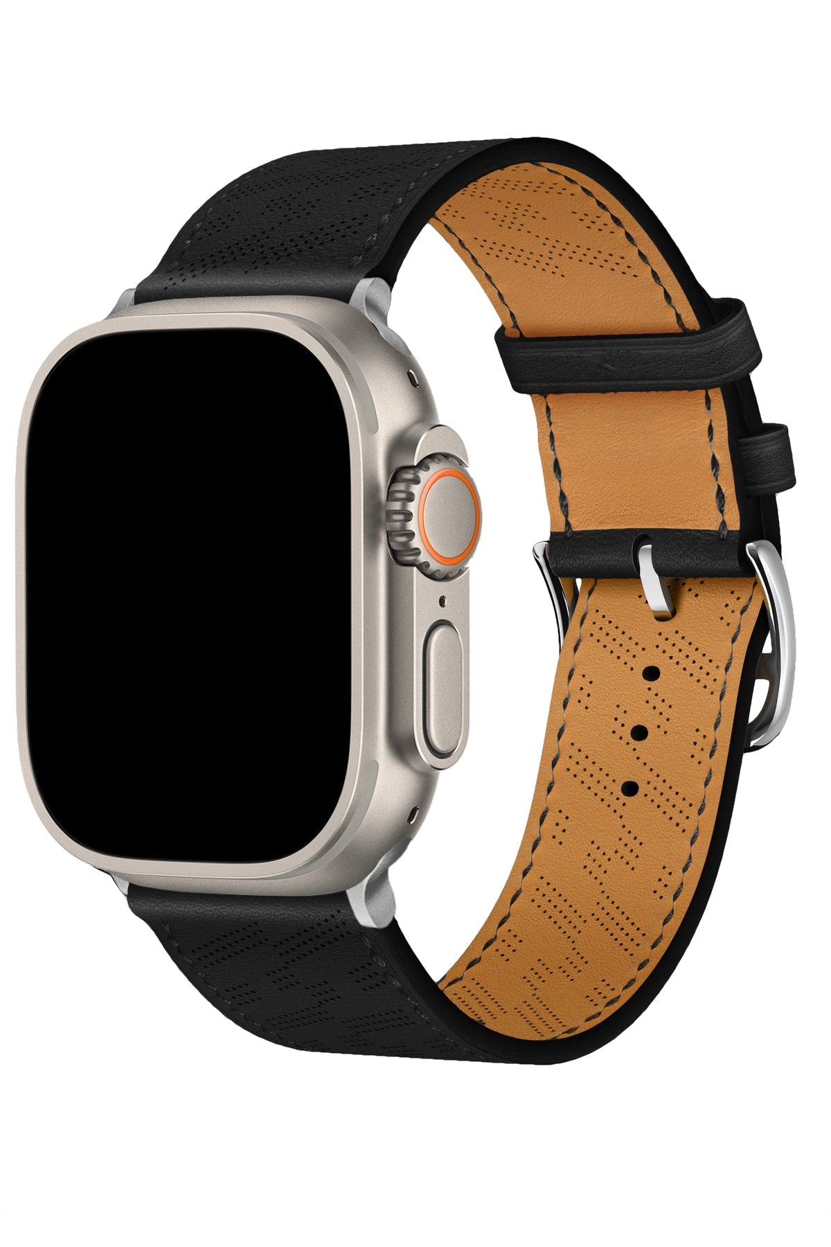Apple Watch Uyumlu Multi Hole Deri Kordon Pure Black