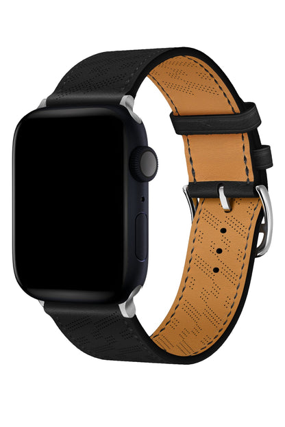 Apple Watch Uyumlu Multi Hole Deri Kordon Pure Black