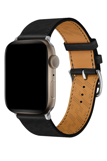 Apple Watch Uyumlu Multi Hole Deri Kordon Pure Black
