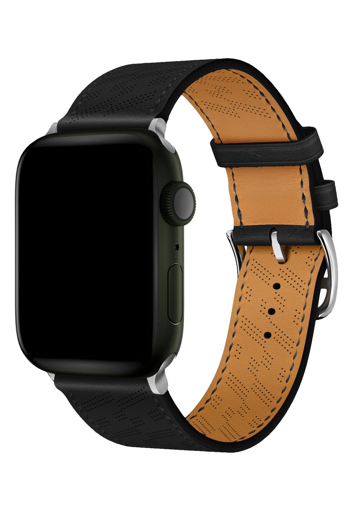 Apple Watch Uyumlu Multi Hole Deri Kordon Pure Black