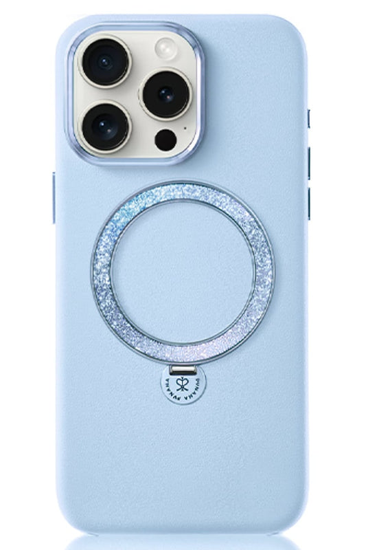 Pynana Dancing Circle iPhone 15 Pro Standlı Kılıf Magsafe Uyumlu Mavi